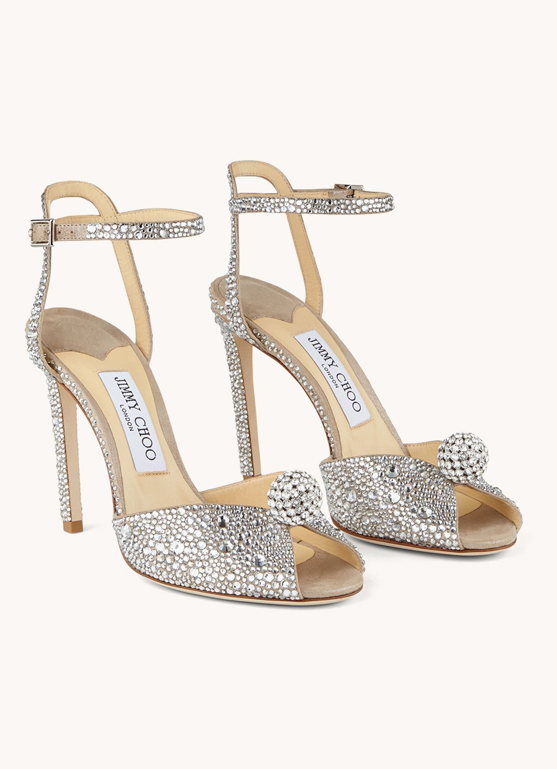 Jimmy Choo Sacora 100 sandalette met strass - detail 3 zilver