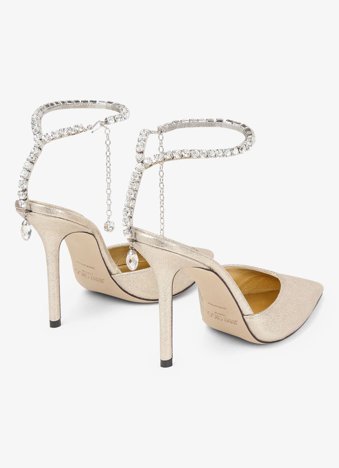Jimmy Choo Saeda 100 sandalette met metallic finish - achterkant 4 goud