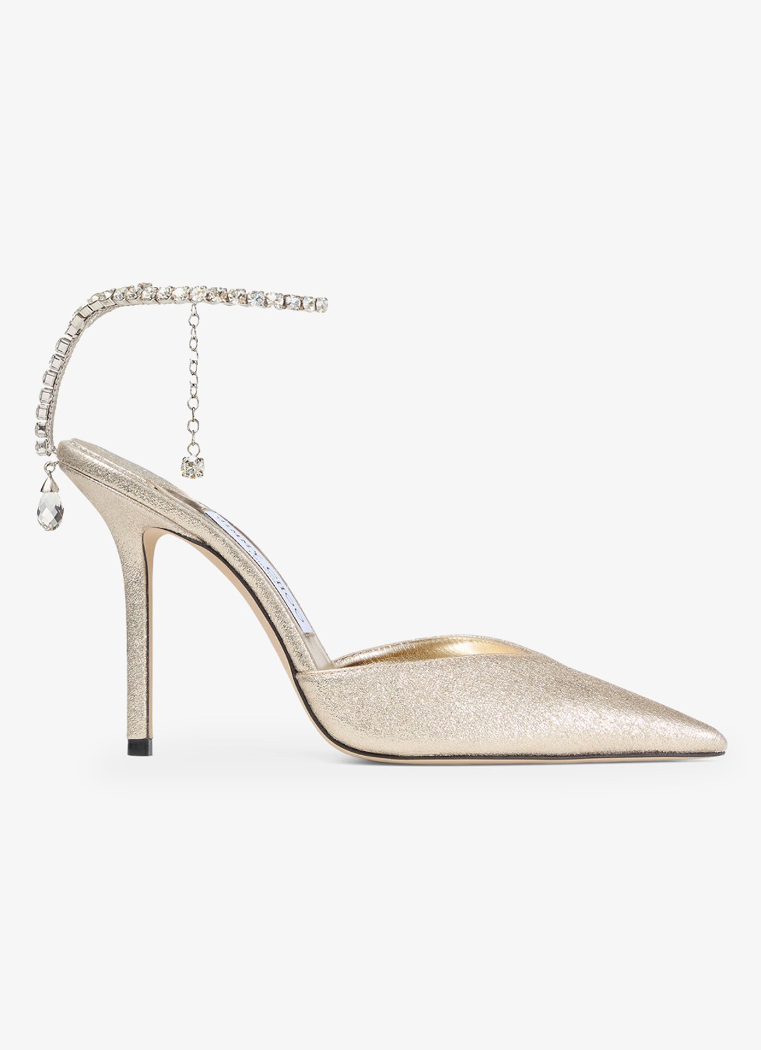 Jimmy Choo Saeda 100 sandalette met metallic finish - voorkant 5 goud