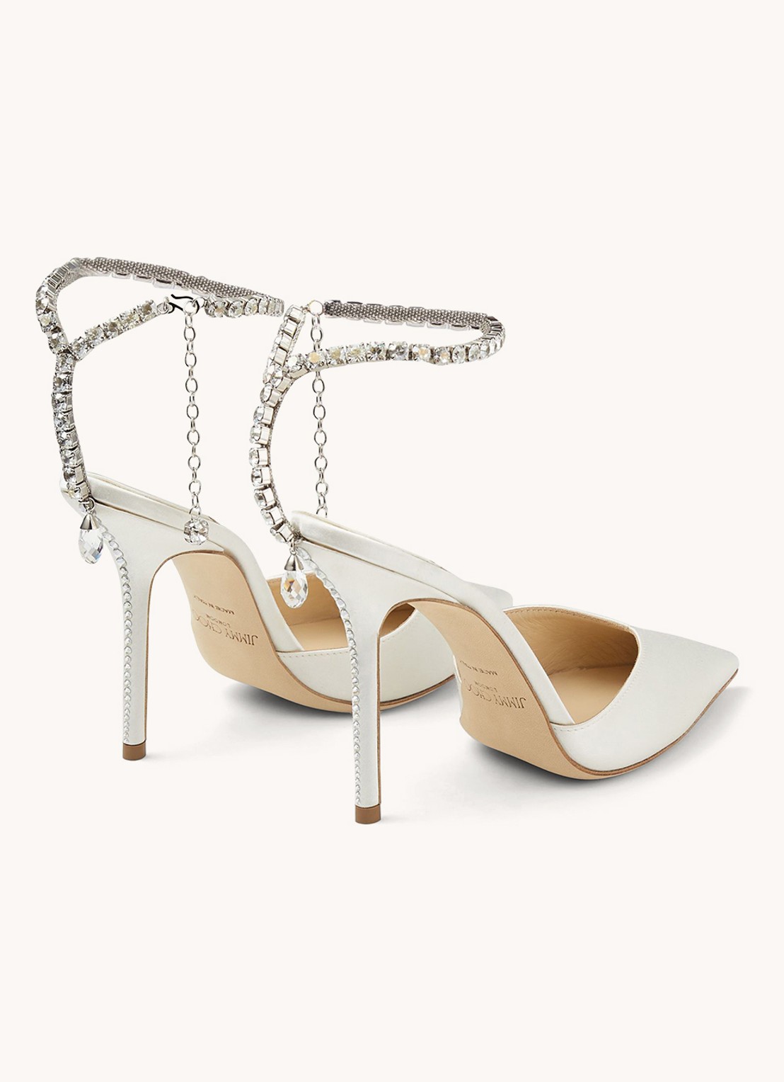 Jimmy Choo SAEDA 100 SATIN W/ CRYSTA IVOR - achterkant 3 ivoor