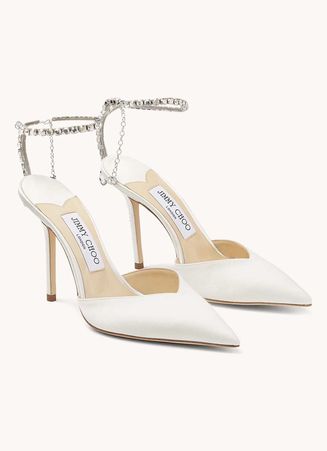 Jimmy Choo SAEDA 100 SATIN W/ CRYSTA IVOR - detail 4 ivoor