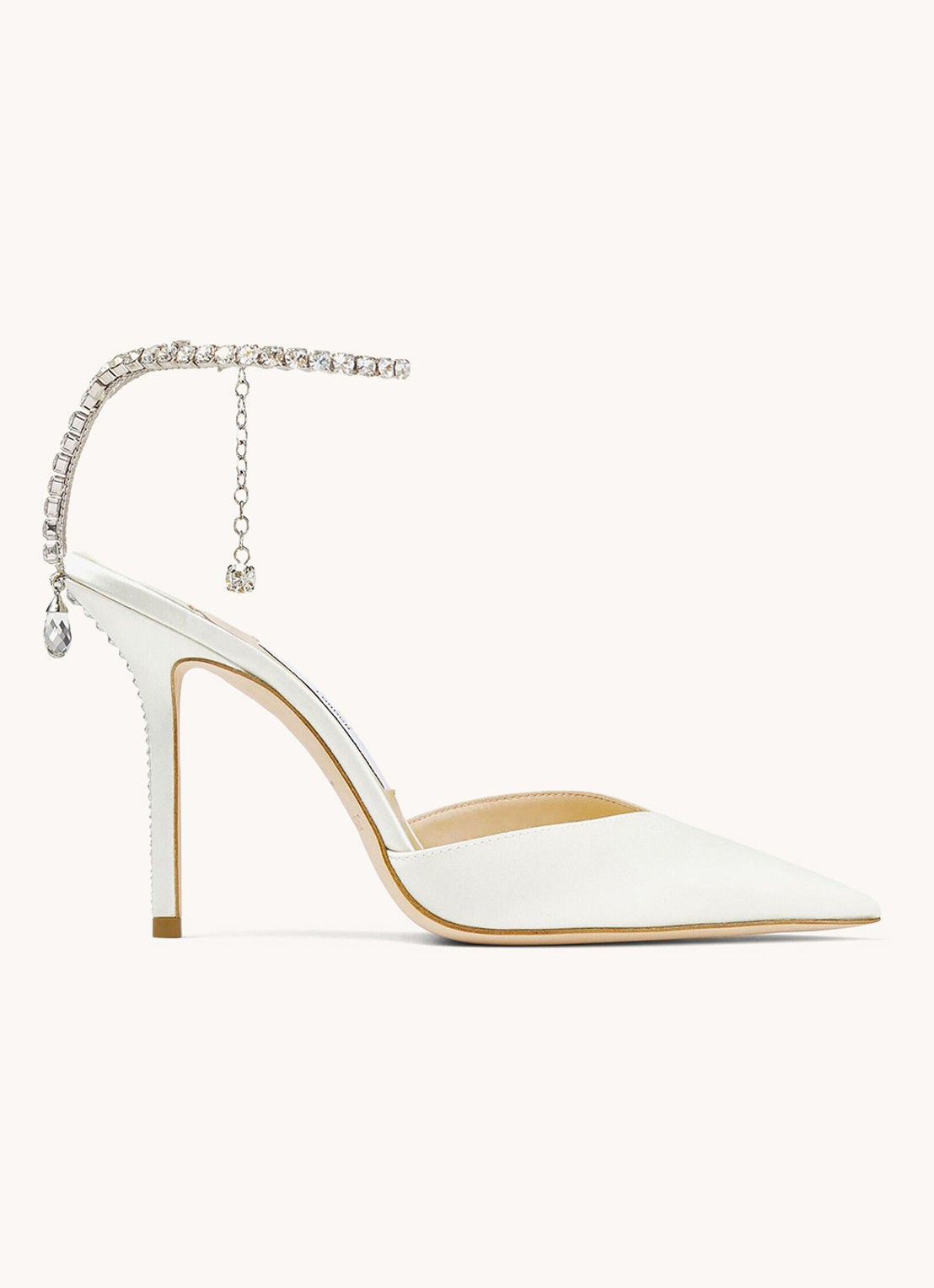 Jimmy Choo SAEDA 100 SATIN W/ CRYSTA IVOR - voorkant ivoor
