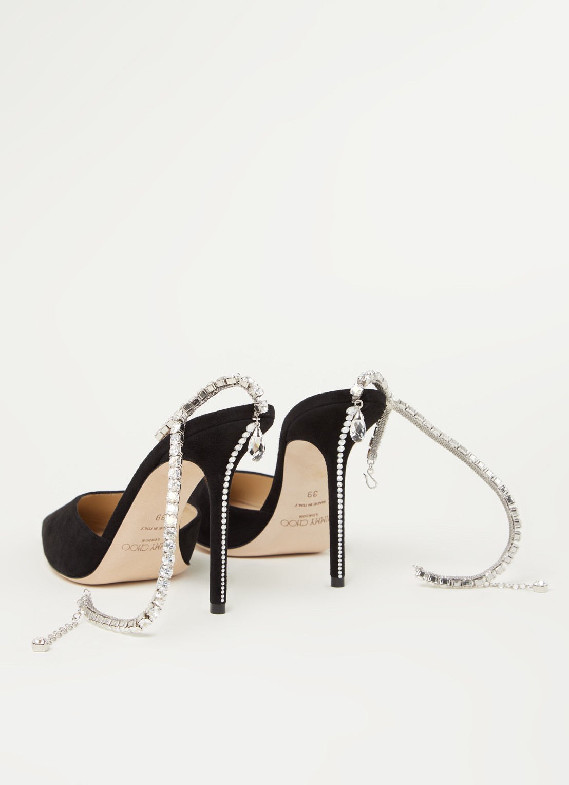 Jimmy Choo Saeda pump van suède met kristal - detail 2 zwart
