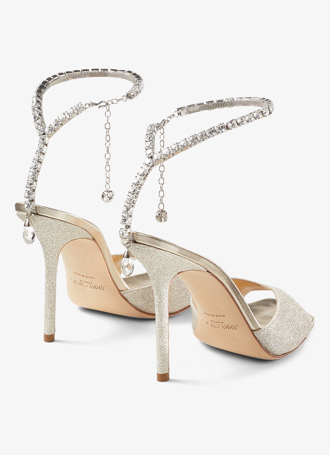 Jimmy Choo SAEDA SANDAL 100 DUSTY GLITTER - achterkant 3 zilver