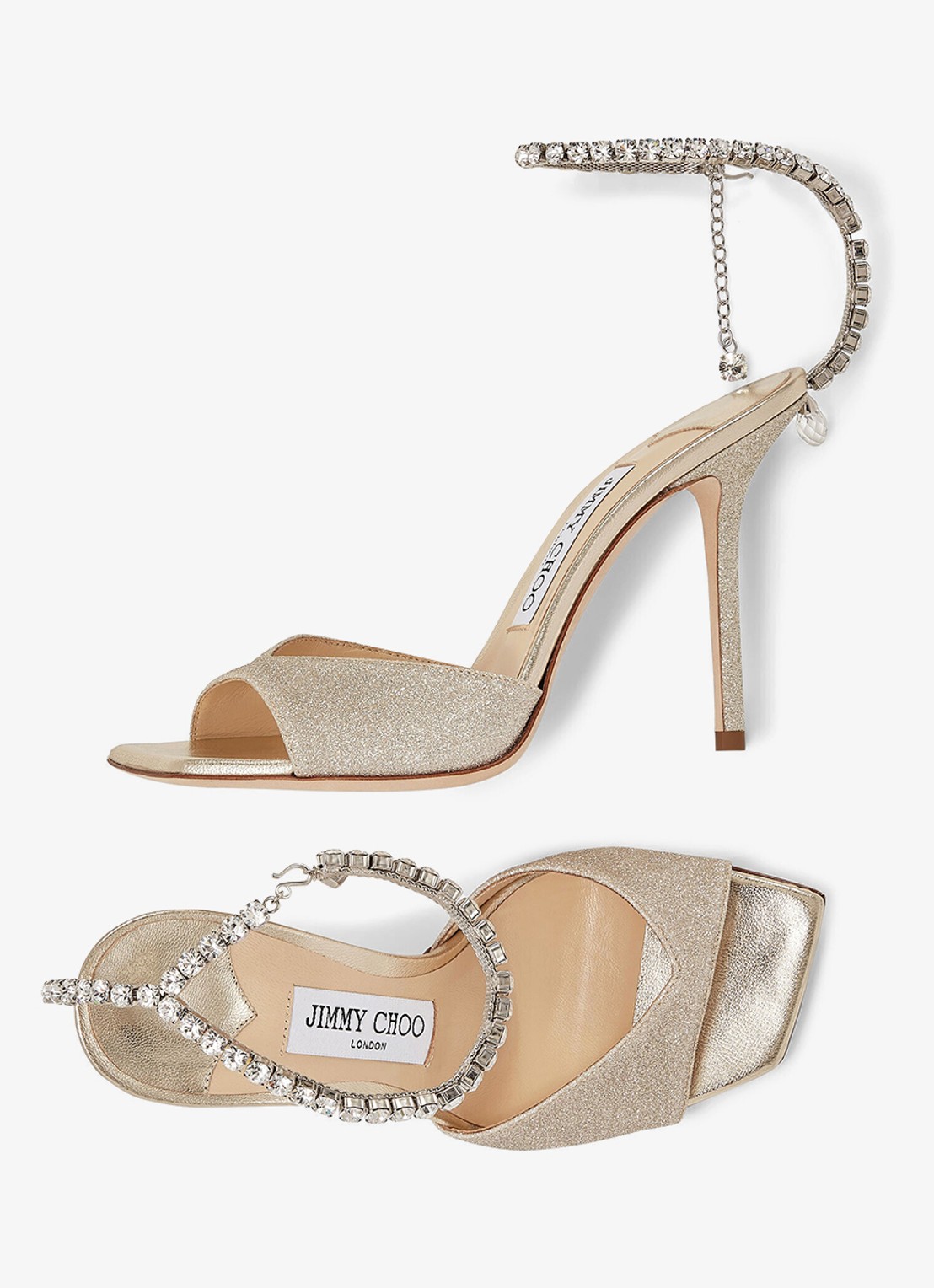 Jimmy Choo SAEDA SANDAL 100 DUSTY GLITTER - detail 2 zilver