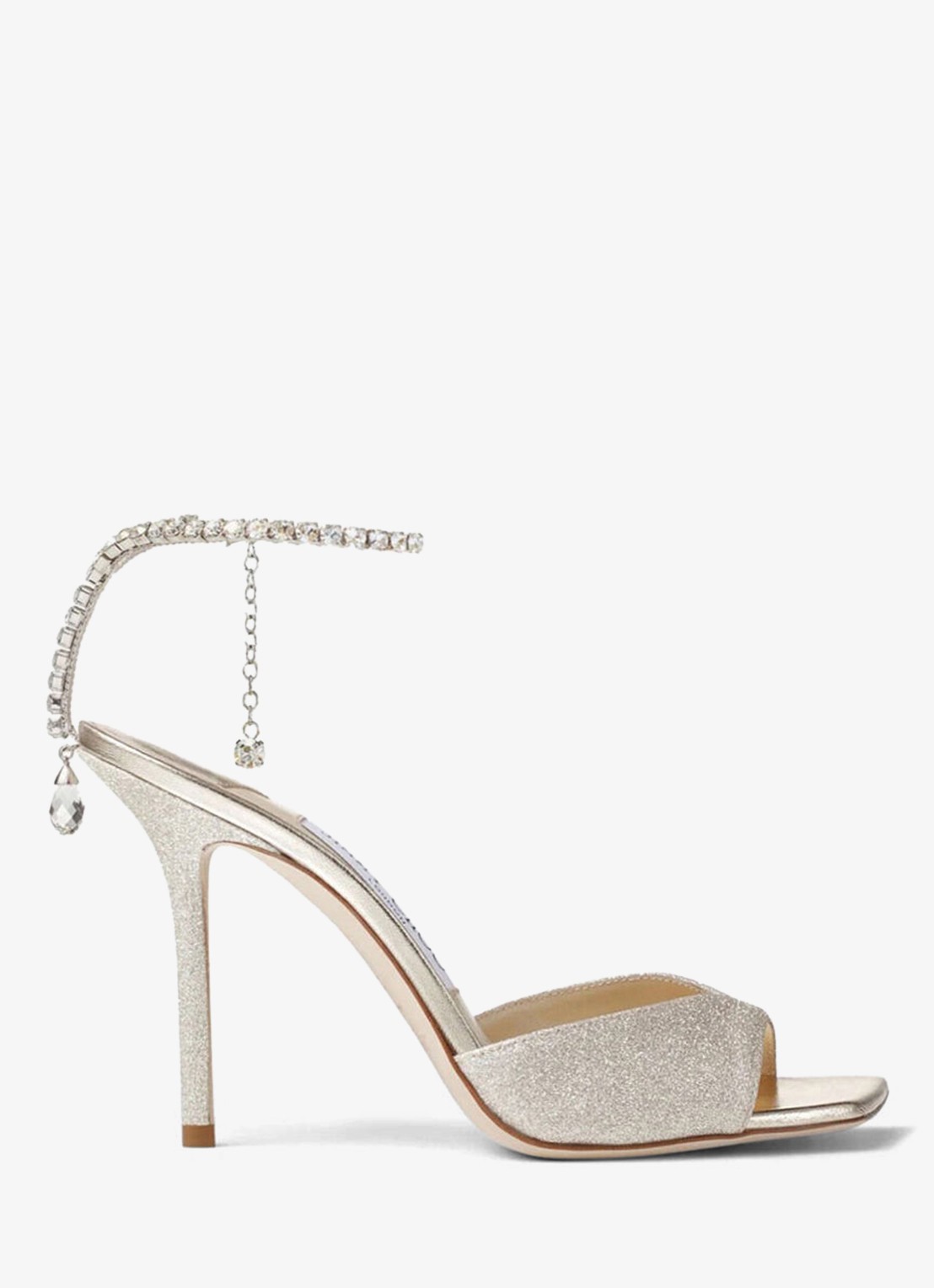 Jimmy Choo SAEDA SANDAL 100 DUSTY GLITTER - voorkant 4 zilver