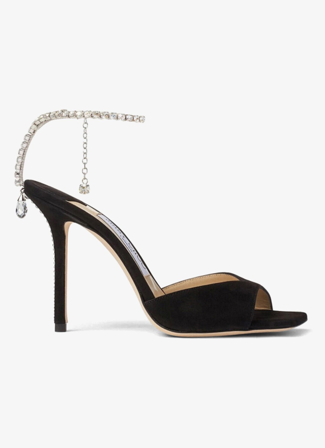 Jimmy Choo SAEDA SANDAL 100 SUEDE W/CRYST - voorkant 4 zwart