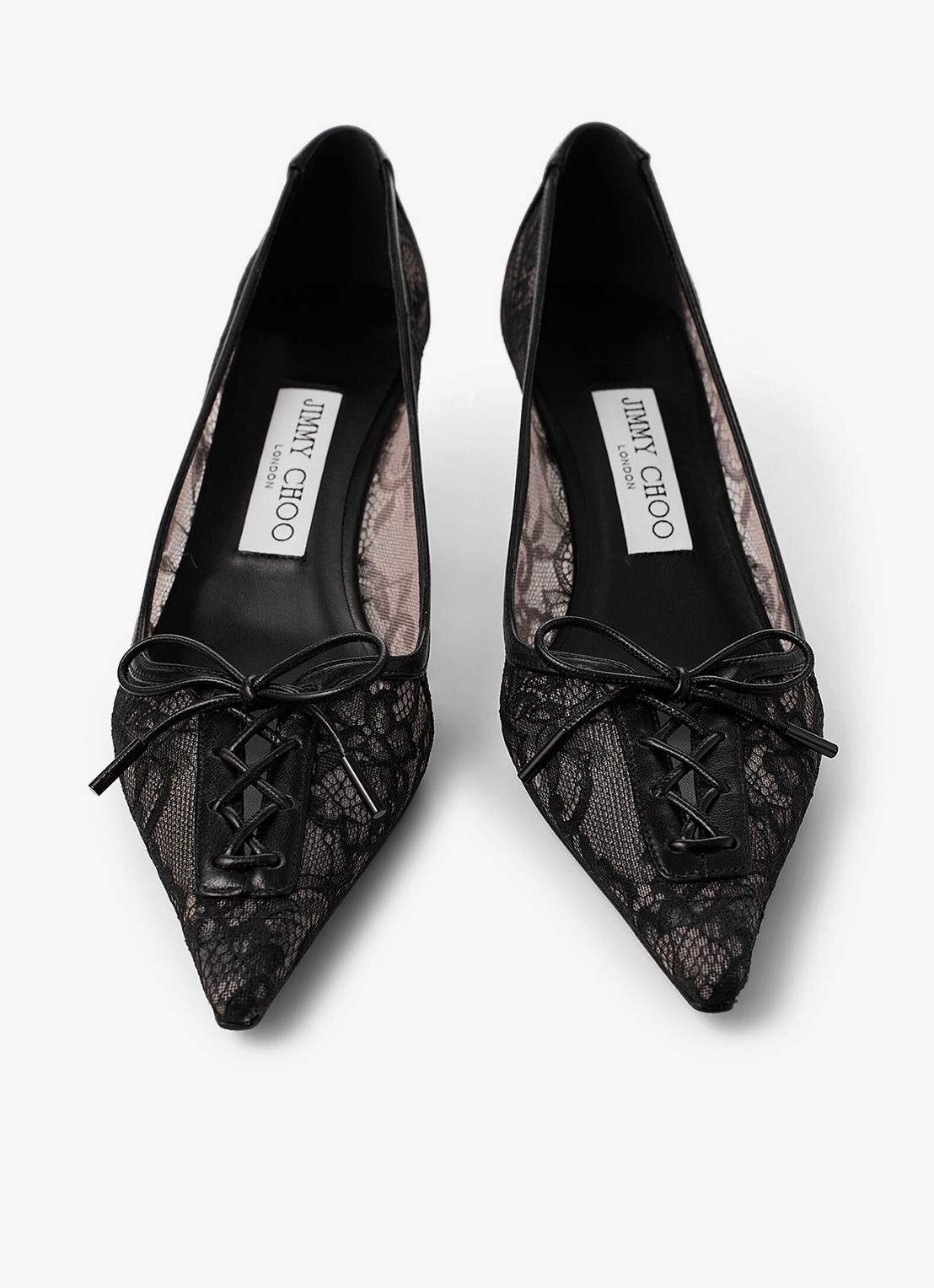 Jimmy Choo Scarlett 50 pump van kant met lamsleren details - detail 4 zwart