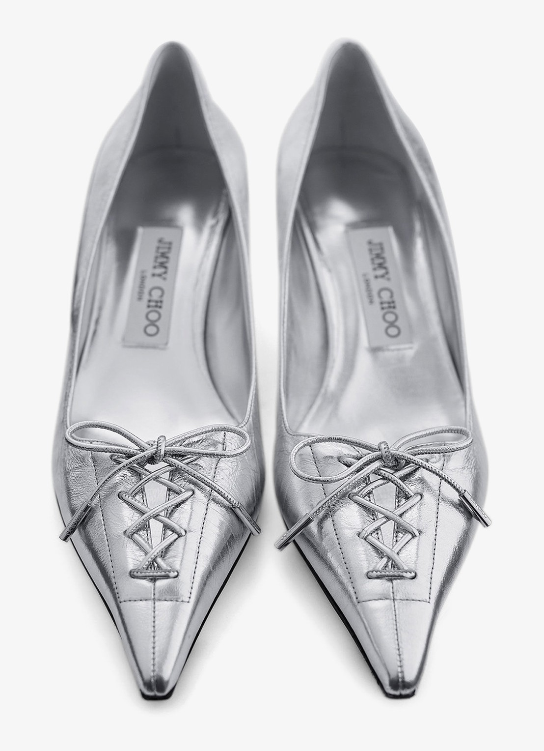 Jimmy Choo Scarlett 50 pump van lamsleer met metallic finish - detail 5 zilver