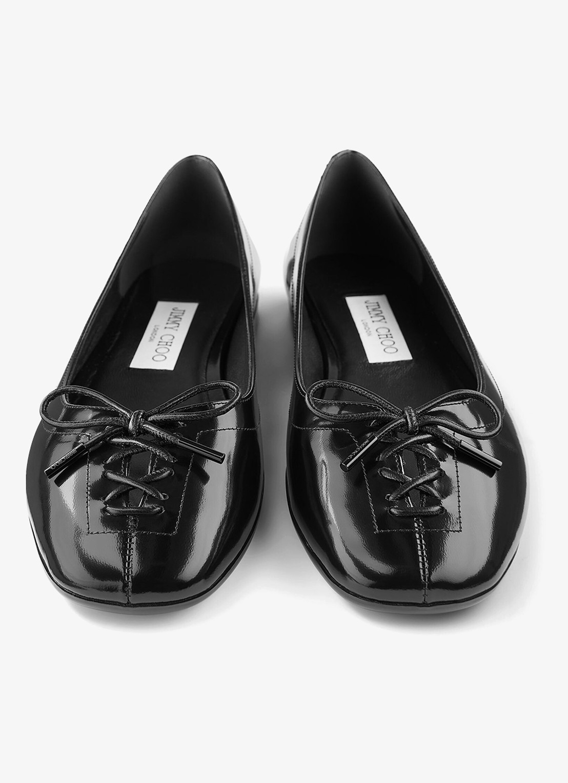 Jimmy Choo Scarlett ballerina van lamsleer met lakfinish - detail 4 zwart