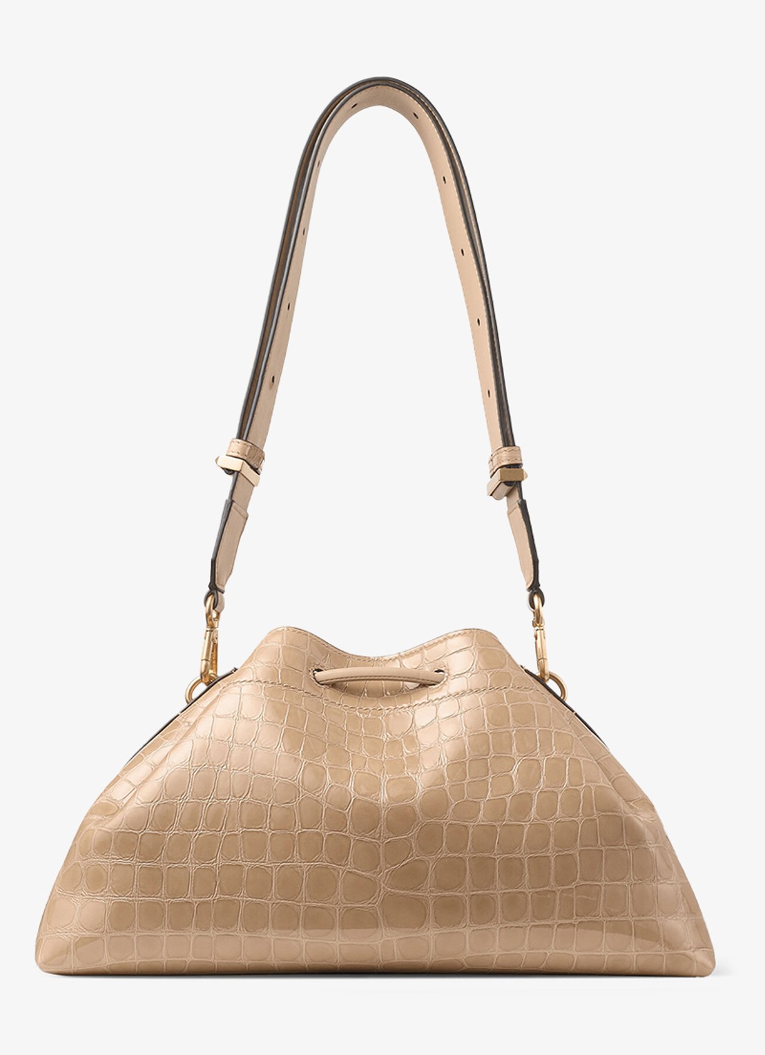 Jimmy Choo Schoudertas van kalfsleer met crocostructuur - achterkant 5 beige
