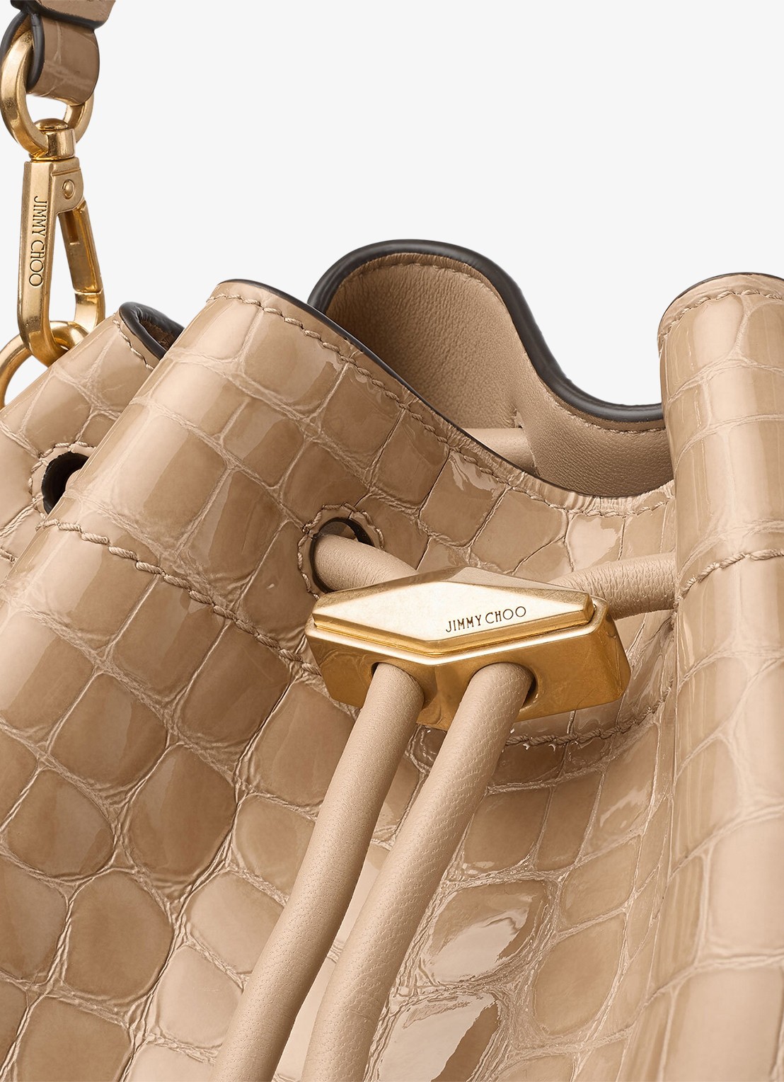 Jimmy Choo Schoudertas van kalfsleer met crocostructuur - detail 2 beige