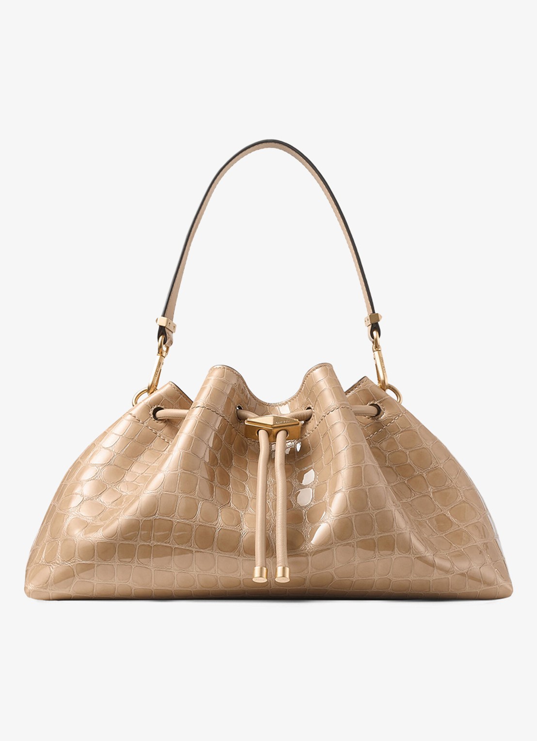 Jimmy Choo Schoudertas van kalfsleer met crocostructuur - voorkant 3 beige