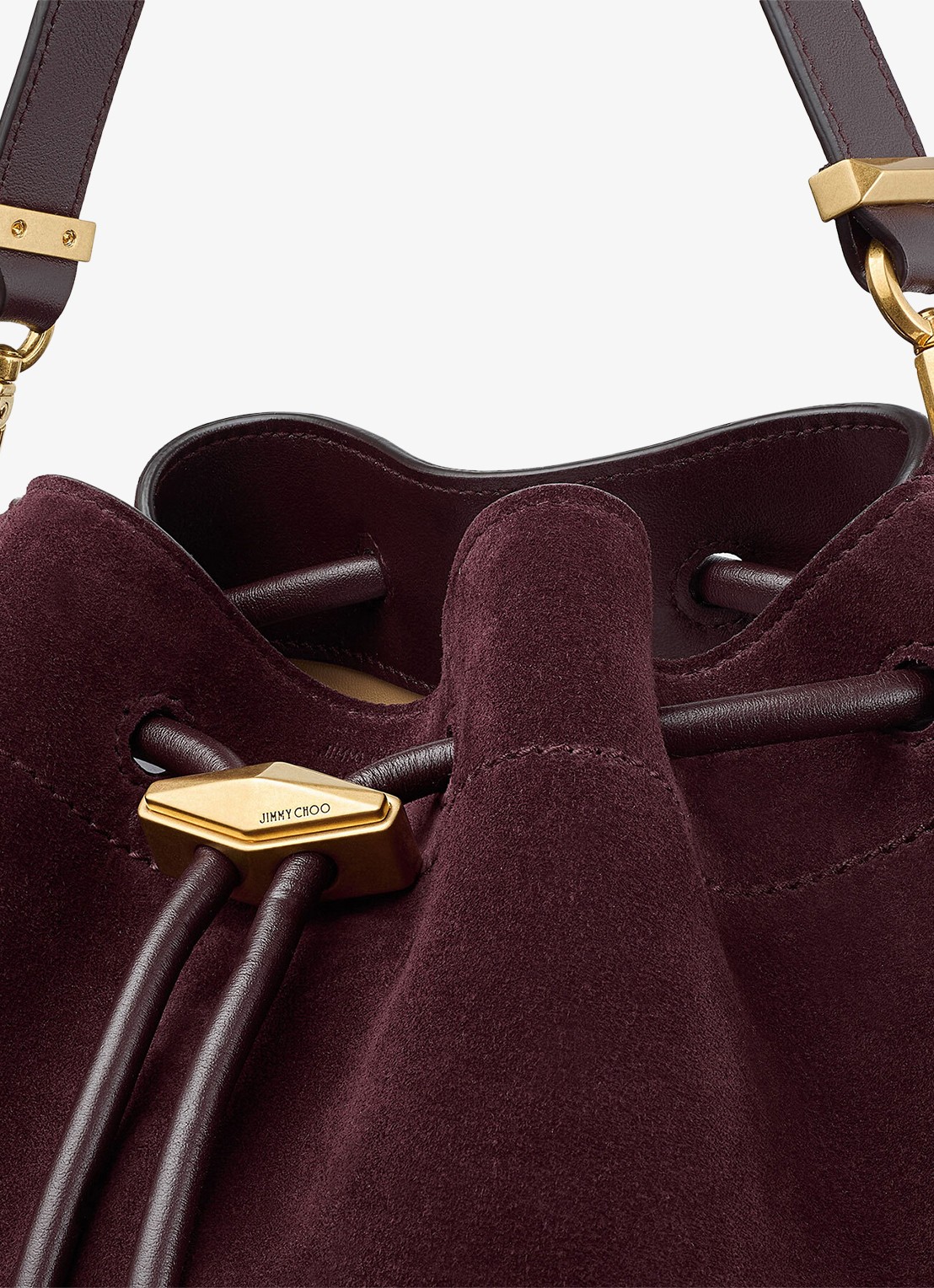 Jimmy Choo Schoudertas van kalfssuède met afneembare schouderriem - detail 5 bordeauxrood
