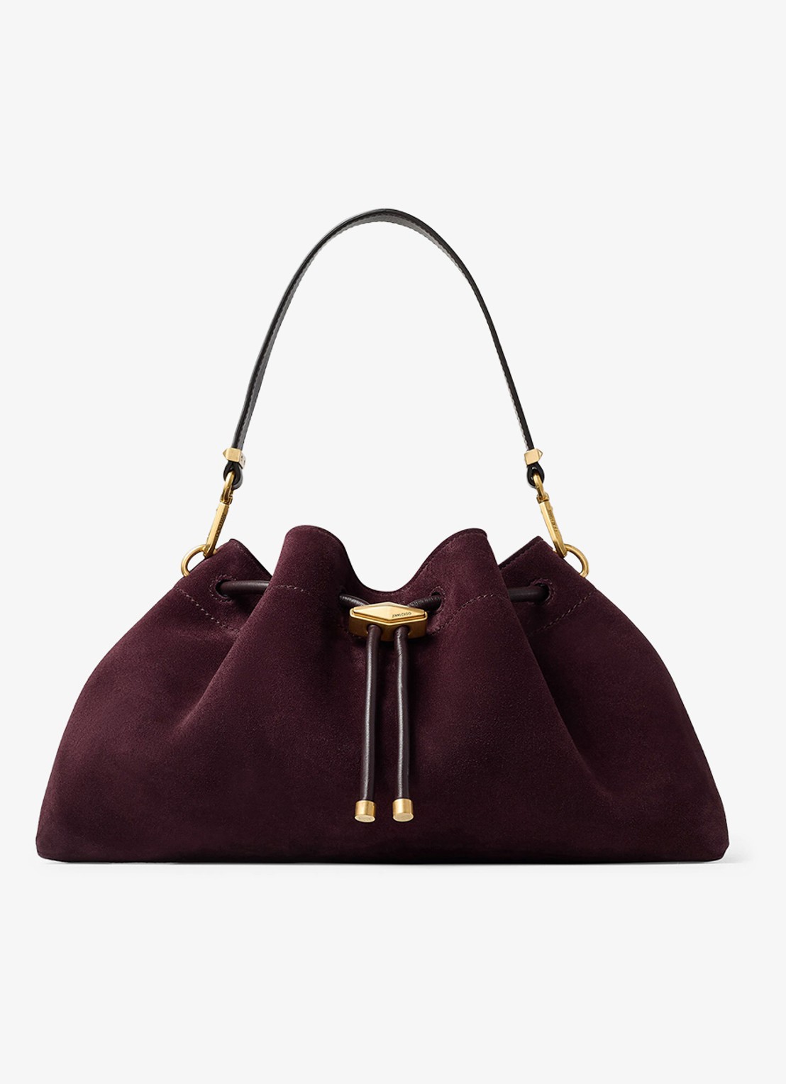 Jimmy Choo Schoudertas van kalfssuède met afneembare schouderriem - voorkant 2 bordeauxrood