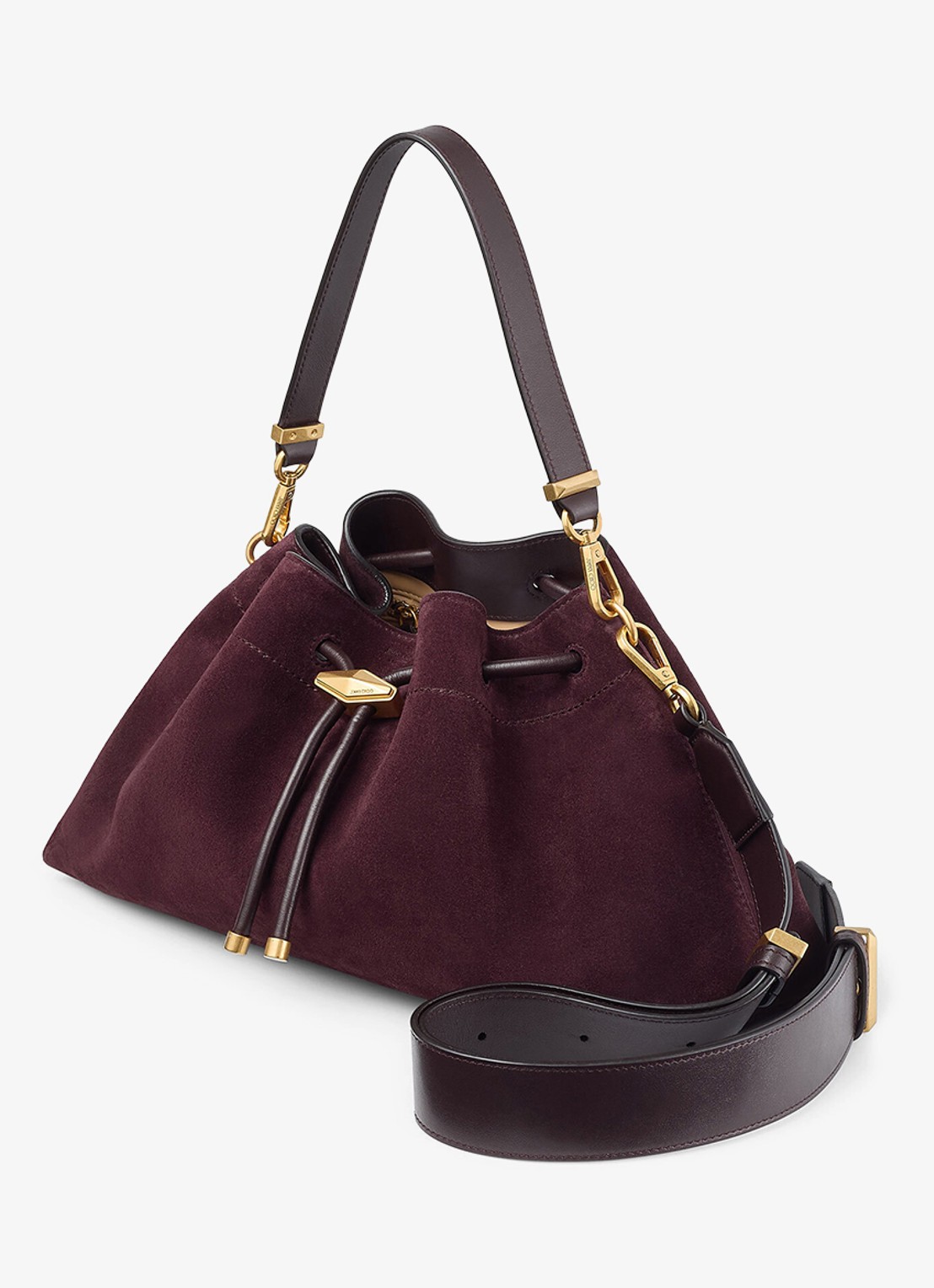 Jimmy Choo Schoudertas van kalfssuède met afneembare schouderriem - voorkant 3 bordeauxrood