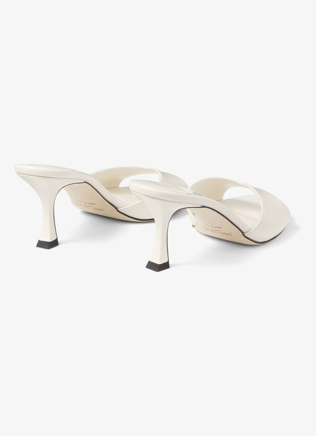 Jimmy Choo Skye 70 muiltje van kalfsleer - achterkant gebroken wit