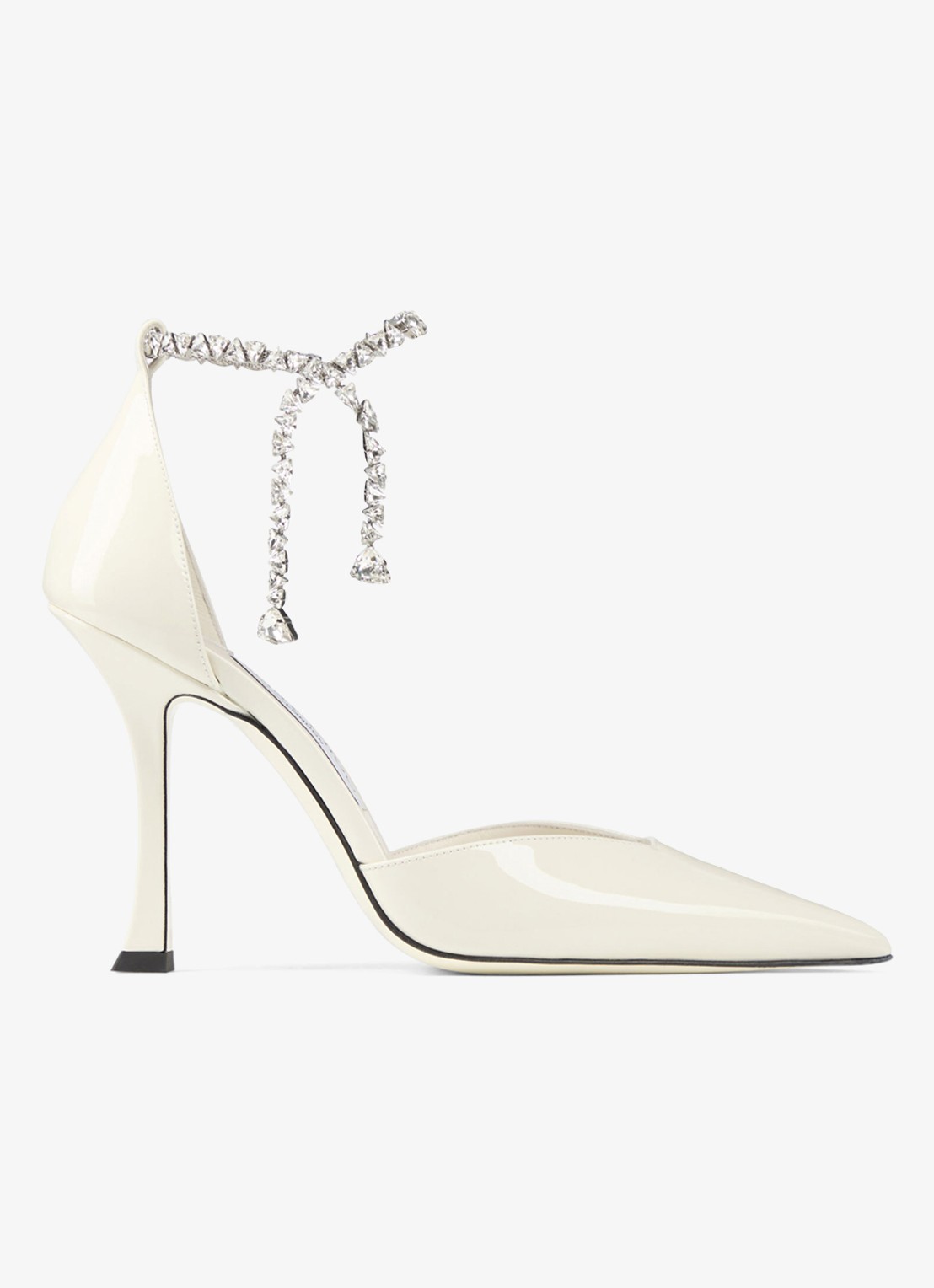 Jimmy Choo Stevie 100 pump van lakleer - voorkant 3 gebroken wit