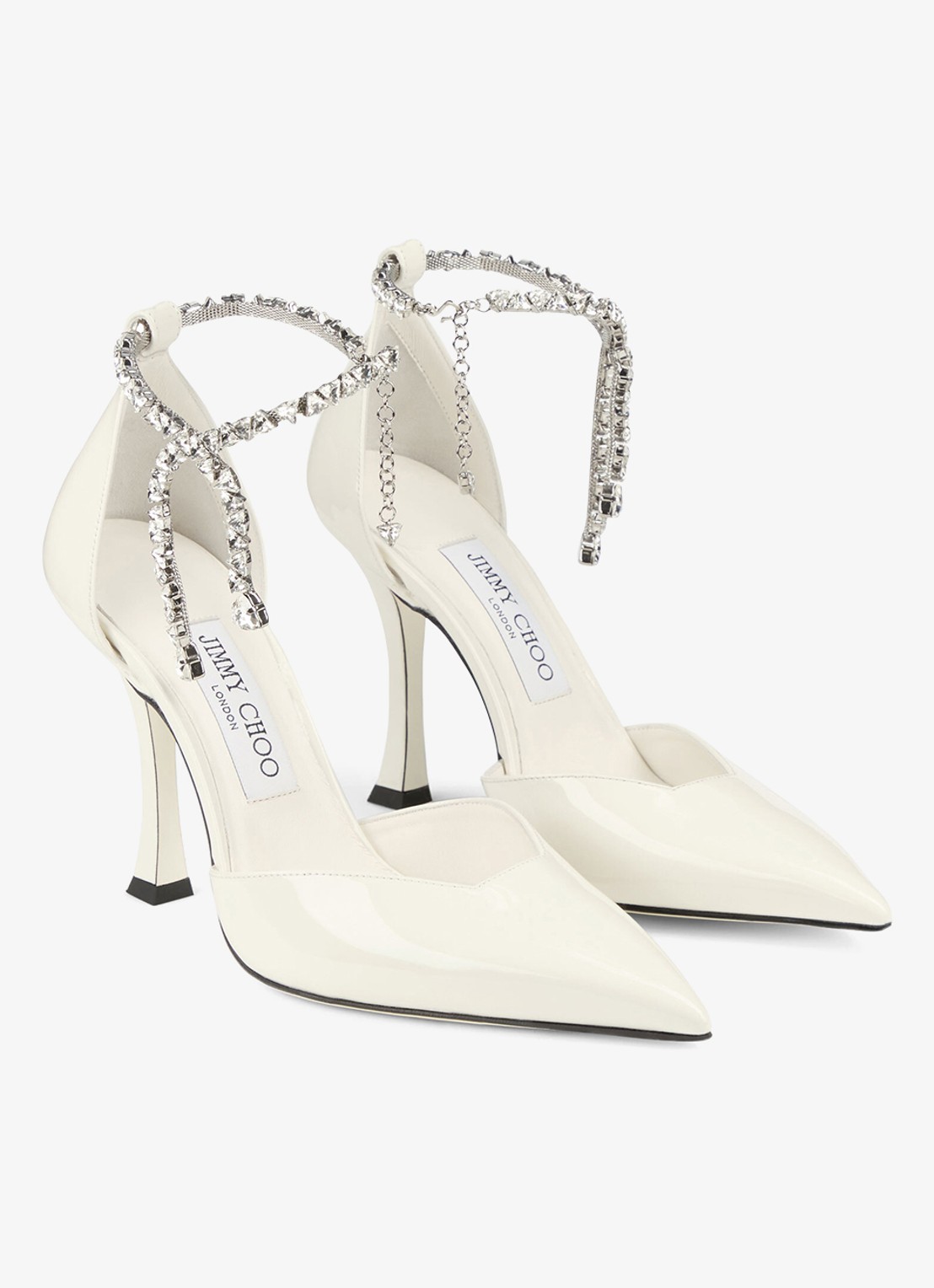 Jimmy Choo Stevie 100 pump van lakleer - voorkant 4 gebroken wit