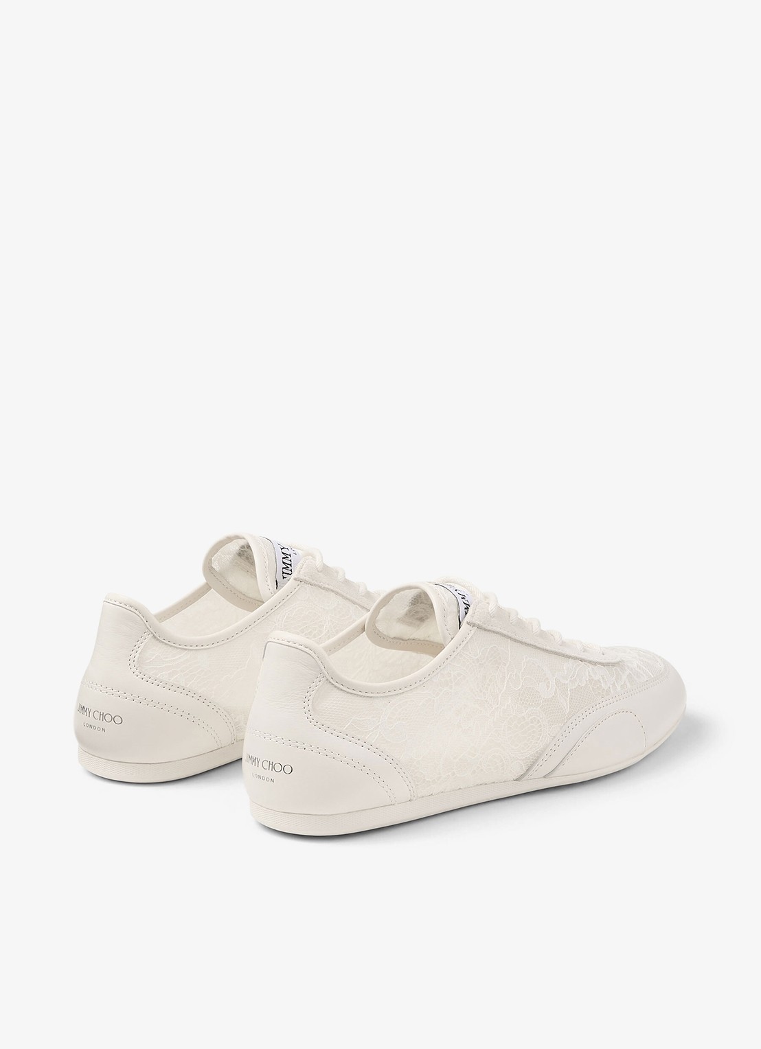 Jimmy Choo Sunny/F sneaker van leer met kanten details - achterkant 5 gebroken wit