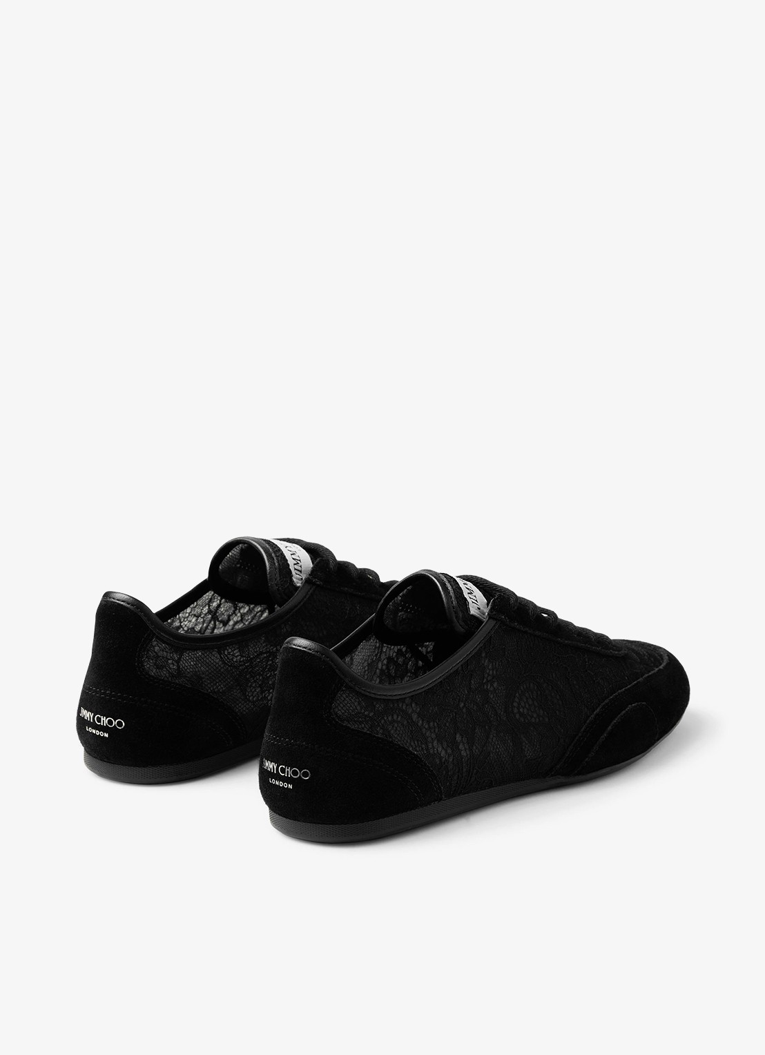 Jimmy Choo Sunny/F sneaker van suède met kanten details - achterkant zwart