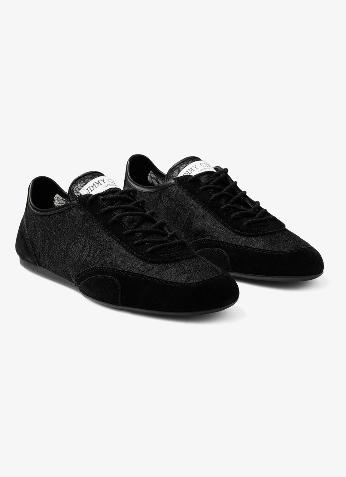 Jimmy Choo Sunny/F sneaker van suède met kanten details - detail 2 zwart