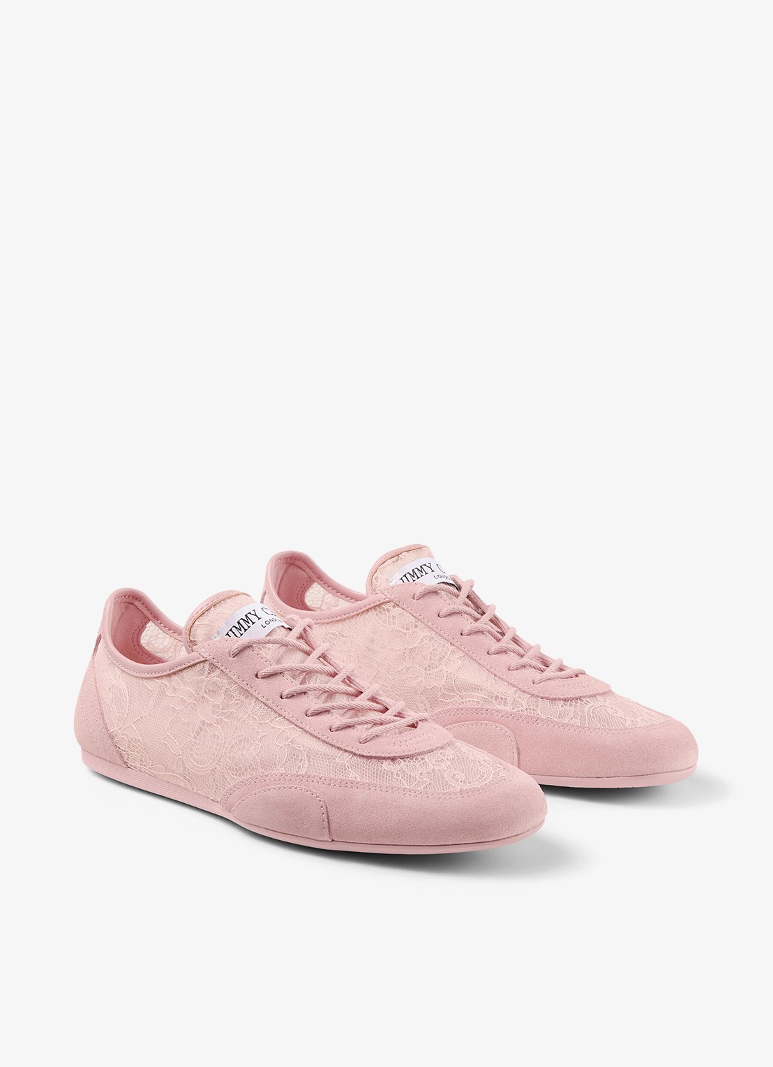 Jimmy Choo Sunny/F sneaker van suède met kanten details - voorkant 5 roze