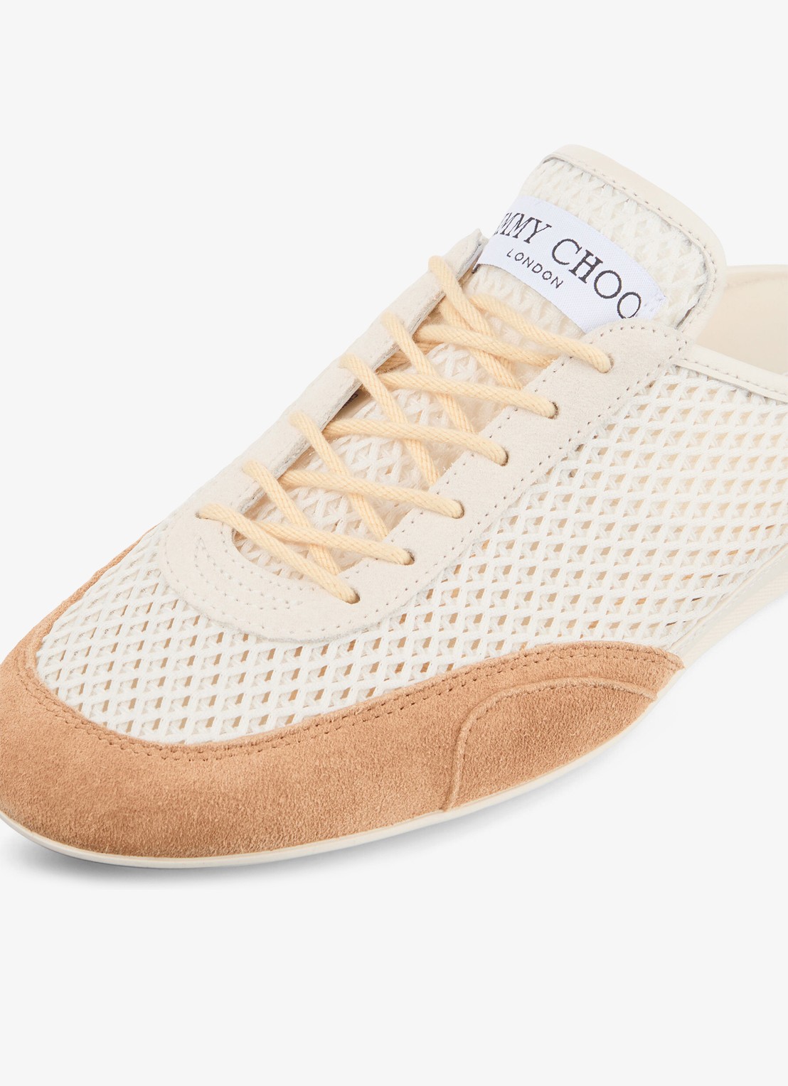Jimmy Choo Sunny Mule/F muiltje met suède details - detail 4 gebroken wit
