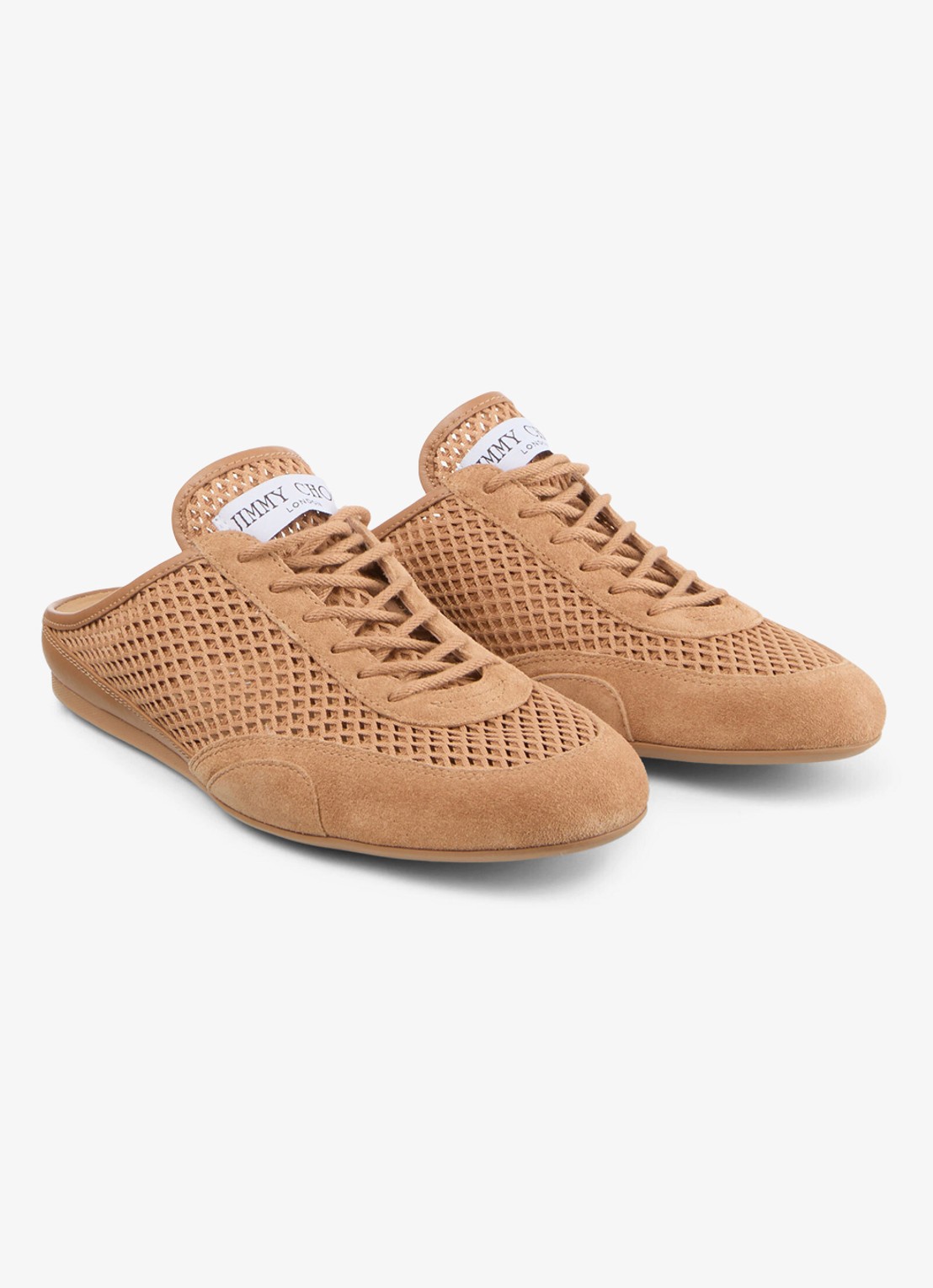 Jimmy Choo Sunny Mule/F muiltje met suède details - detail lichtbruin