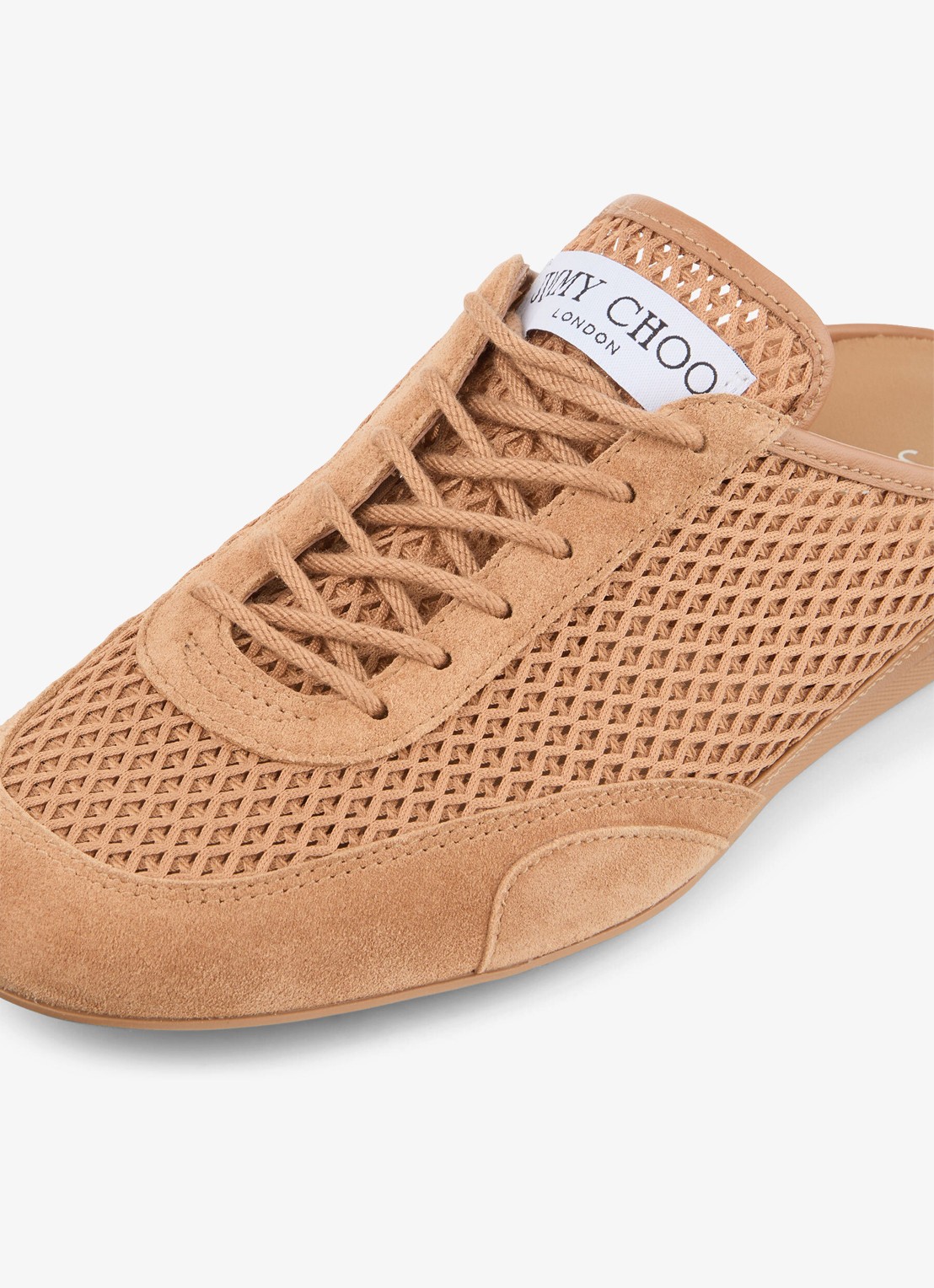 Jimmy Choo Sunny Mule/F muiltje met suède details - detail 3 lichtbruin