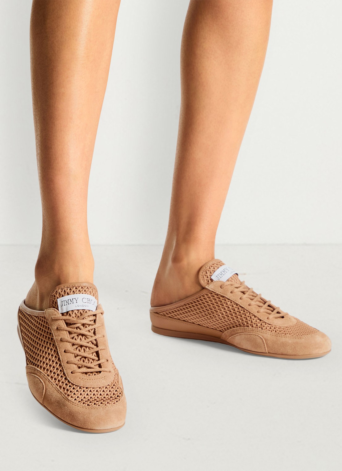 Jimmy Choo Sunny Mule/F muiltje met suède details - voorkant 5 lichtbruin
