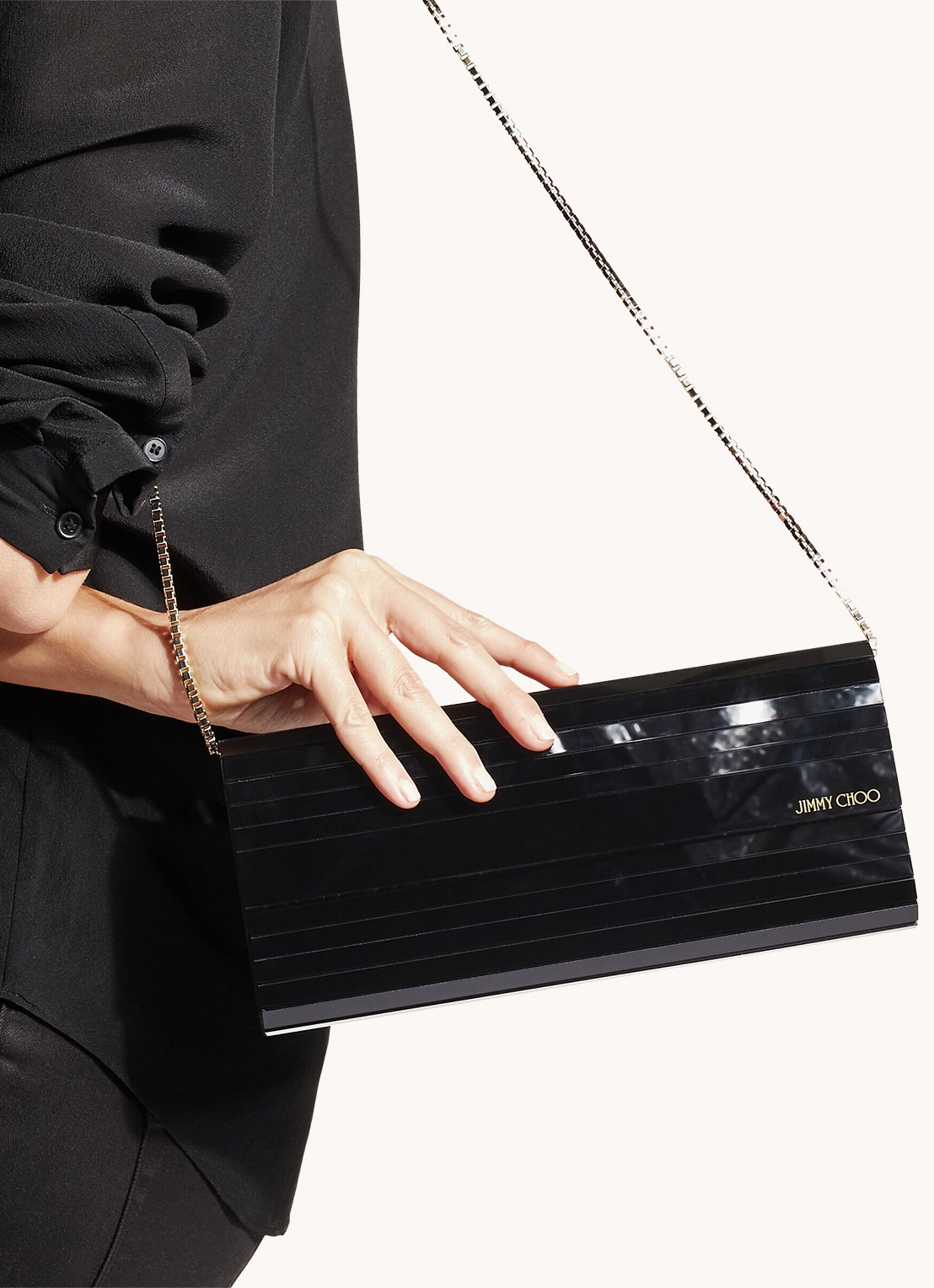 Jimmy Choo Sweetie clutch met logo - voorkant 2 zwart