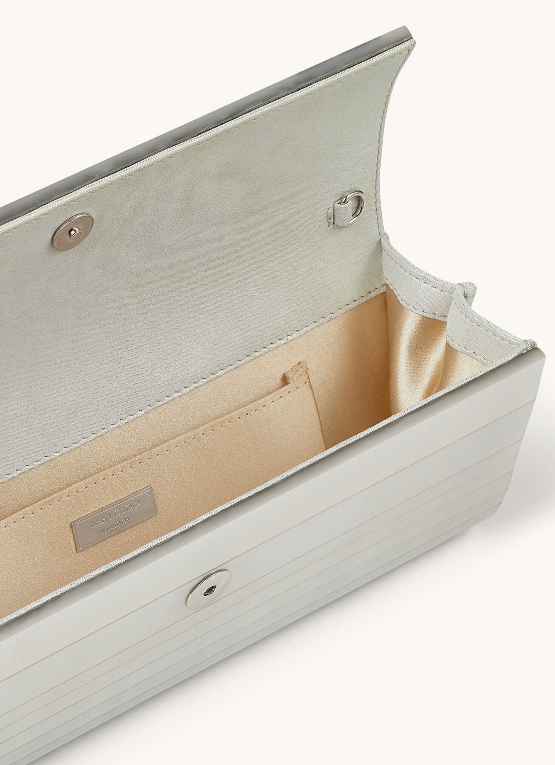 Jimmy Choo Sweetie Mother Of Pearl clutch met geitenleren details - detail 3 parelmoer