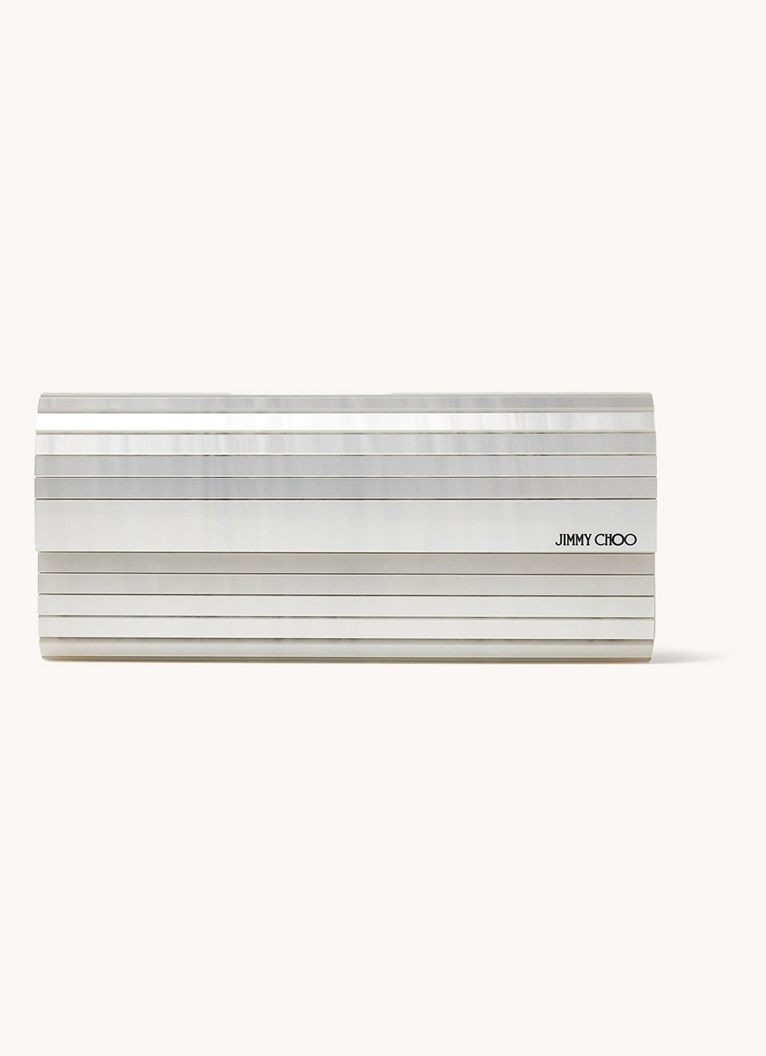Jimmy Choo Sweetie Mother Of Pearl clutch met geitenleren details - voorkant parelmoer