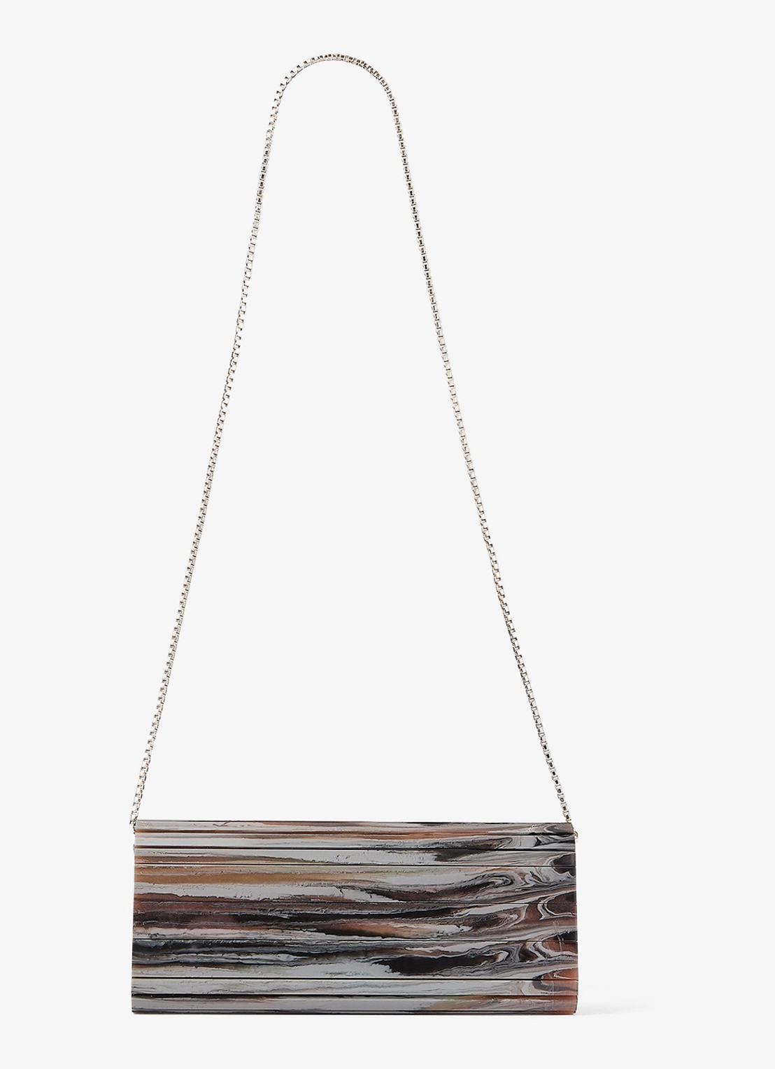 Jimmy Choo Sweetie Plexi clutch met afneembare schouderriem - achterkant grijs