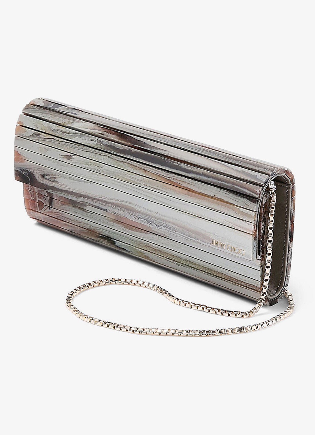 Jimmy Choo Sweetie Plexi clutch met afneembare schouderriem - detail 4 grijs