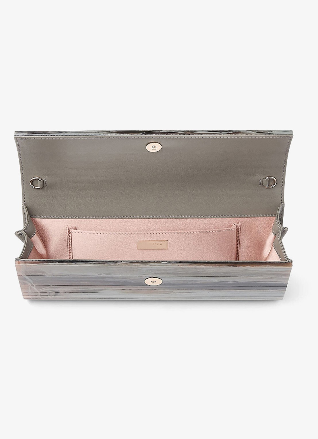 Jimmy Choo Sweetie Plexi clutch met afneembare schouderriem - detail 5 grijs