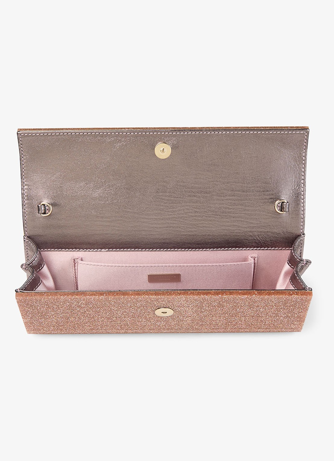 Jimmy Choo Sweetie Plexi clutch met glitter en afneembare schouderriem - detail 4 beige