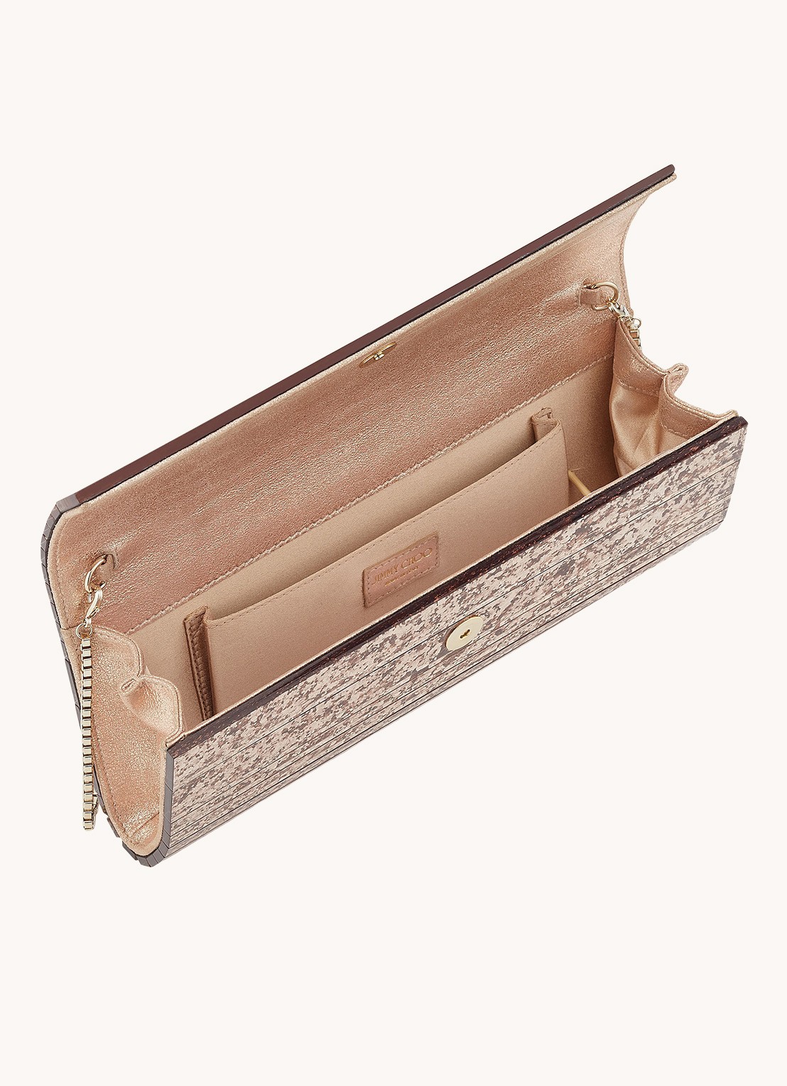 Jimmy Choo Sweetie Shadow clutch met lamsleren details - detail 3 roségoud
