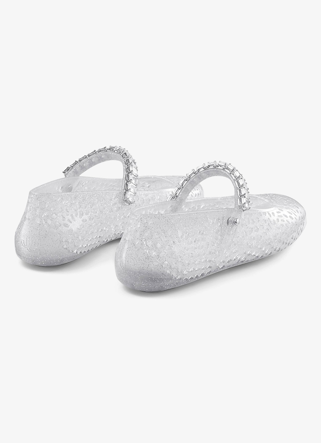Jimmy Choo The Jelly ballerina met glitter - achterkant 5 zilver