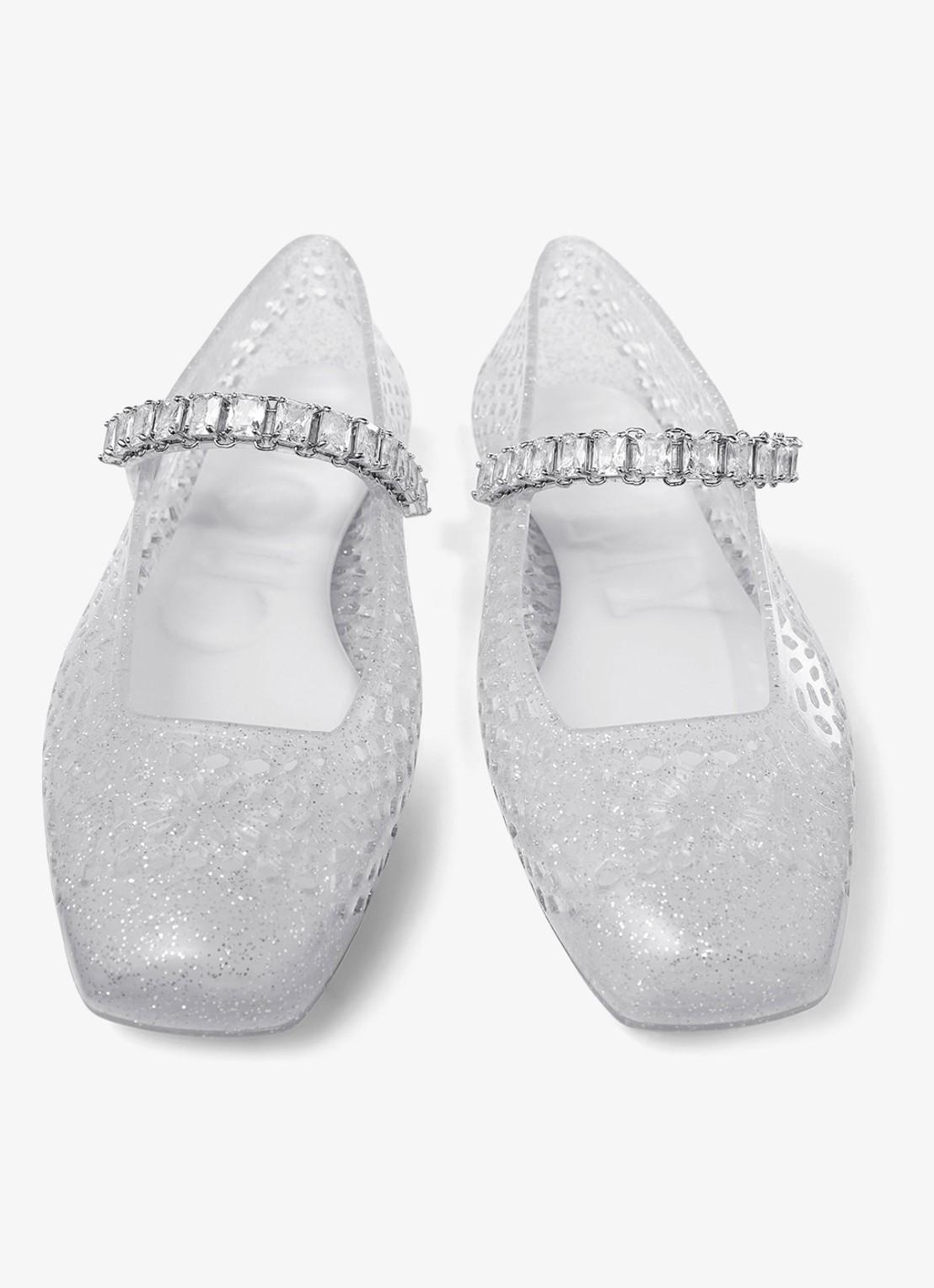 Jimmy Choo The Jelly ballerina met glitter - detail zilver