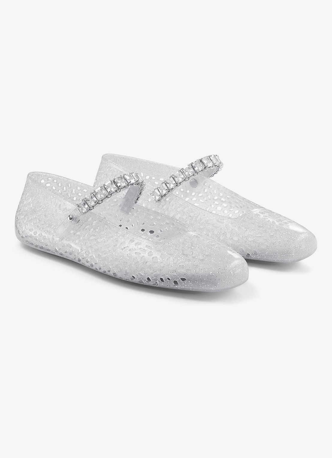 Jimmy Choo The Jelly ballerina met glitter - voorkant 4 zilver