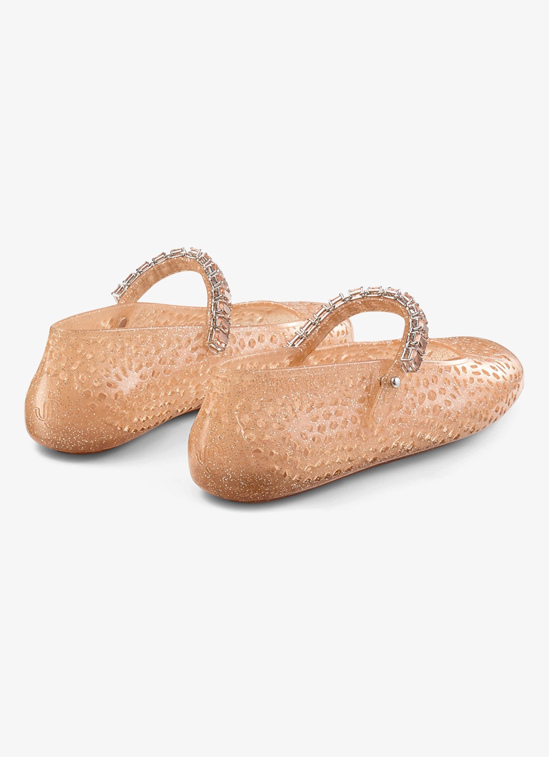 Jimmy Choo The Jelly ballerina met glitter - achterkant perzikroze
