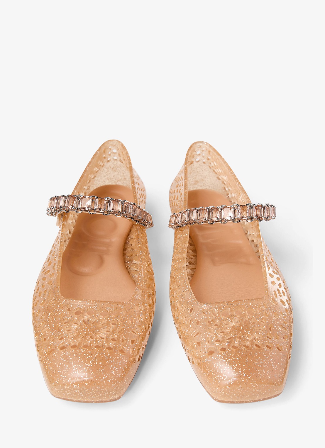 Jimmy Choo The Jelly ballerina met glitter - detail 2 perzikroze