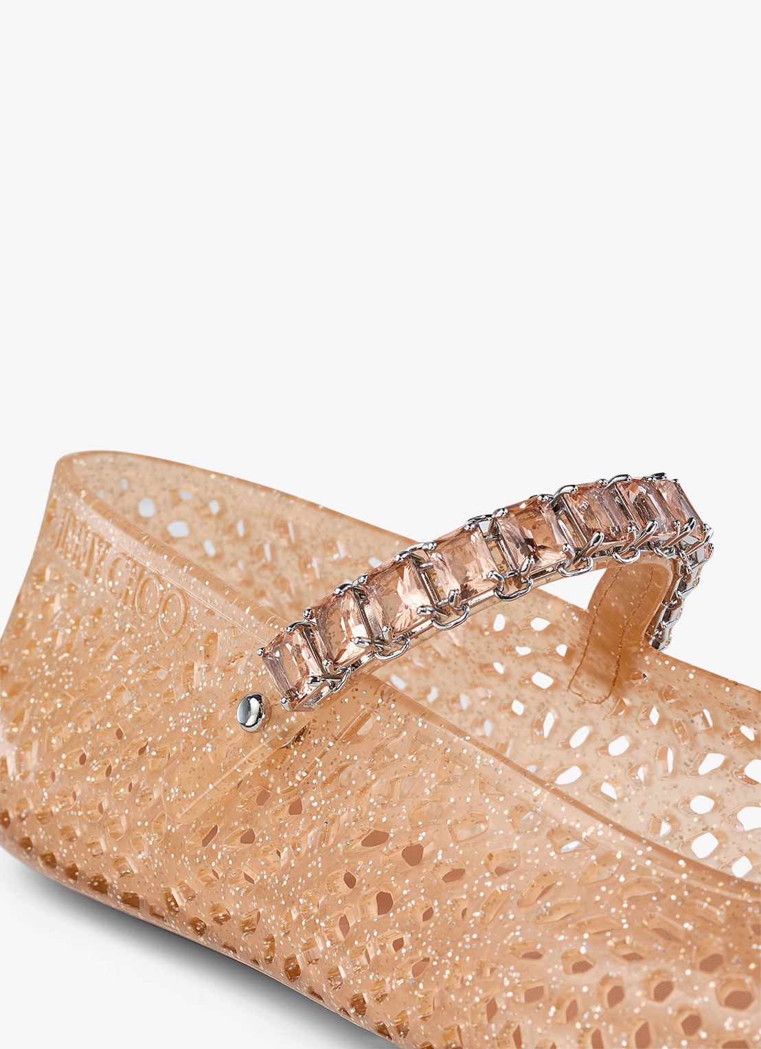 Jimmy Choo The Jelly ballerina met glitter - detail 3 perzikroze