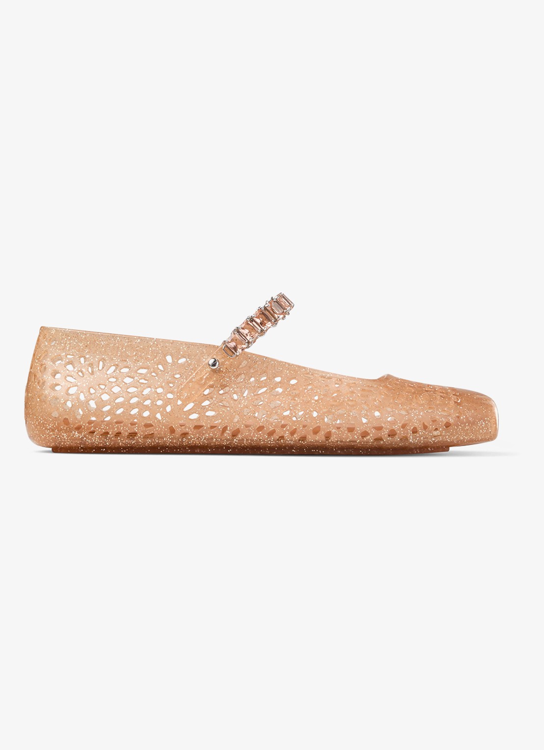 Jimmy Choo The Jelly ballerina met glitter - voorkant 4 perzikroze