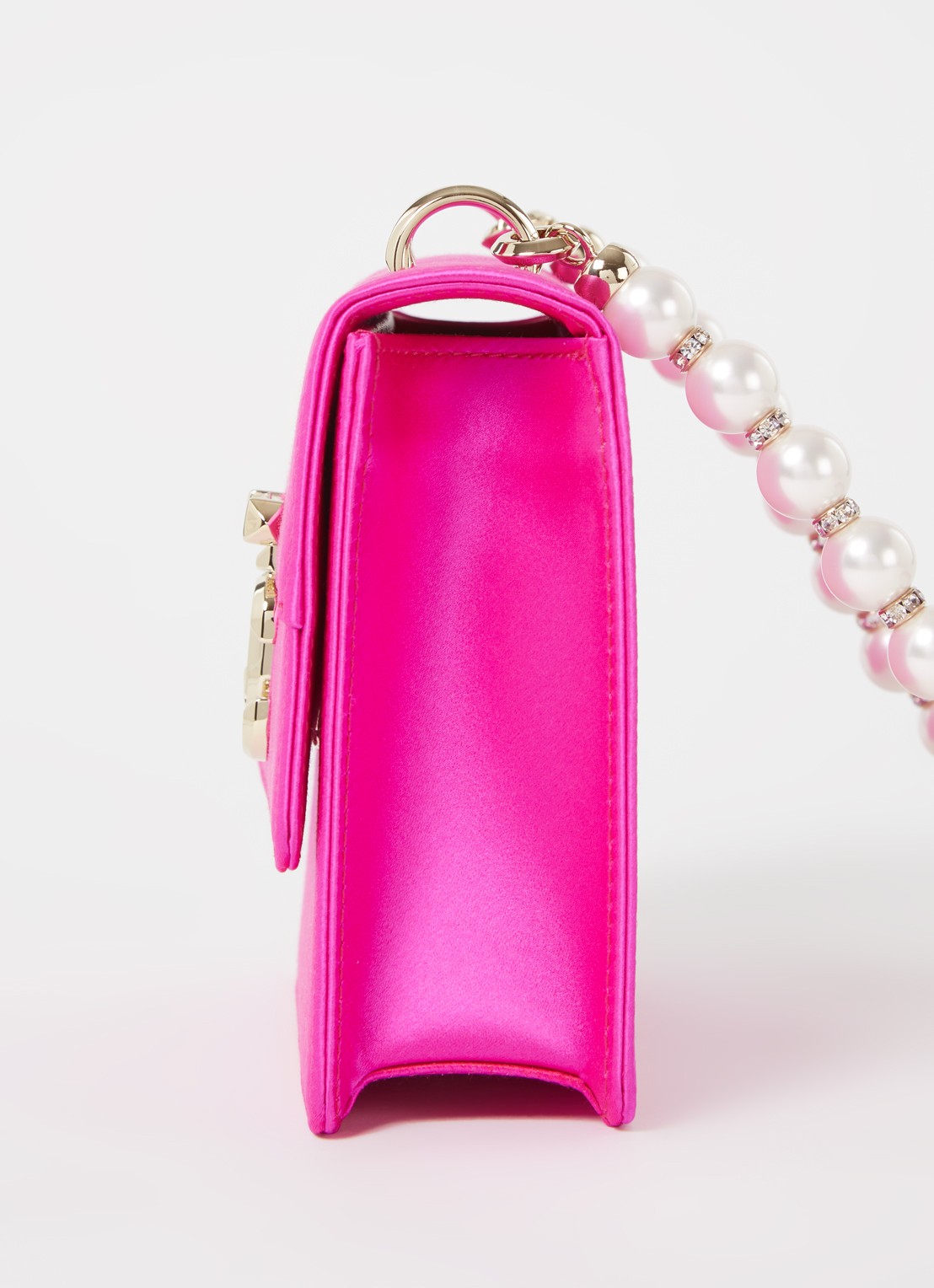Jimmy Choo Varenne Quad XS schoudertas van satijn - detail 5 fuchsia
