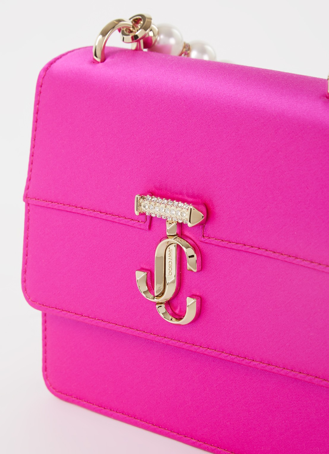 Jimmy Choo Varenne Quad XS schoudertas van satijn - detail 6 fuchsia
