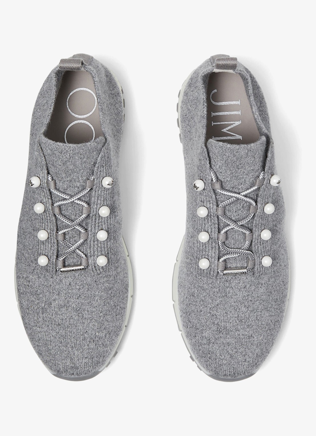 Jimmy Choo Veles sneaker in kasjmierblend - detail grijsmele