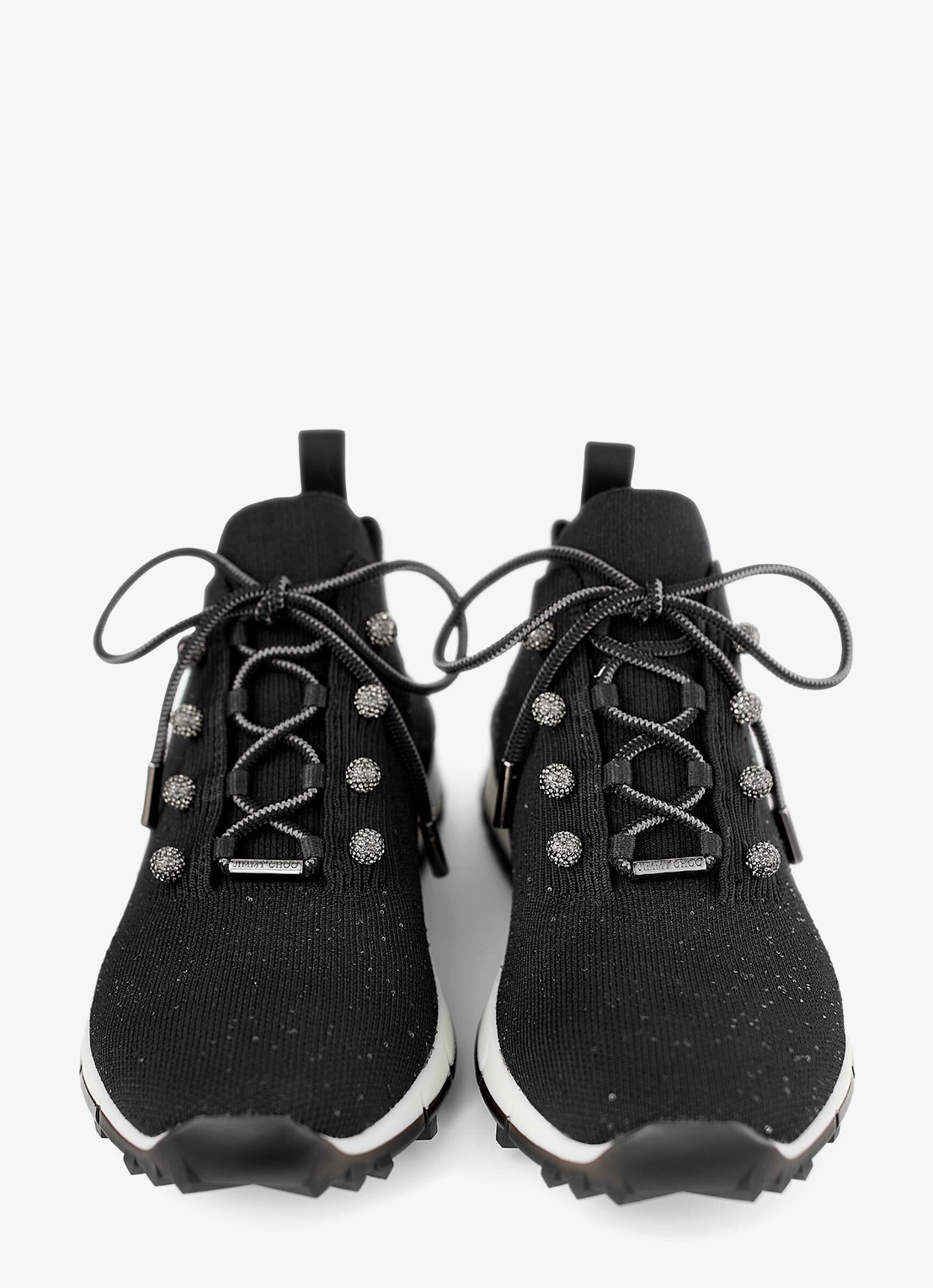 Jimmy Choo Veles sneaker met gebreid bovenwerk en pailletten - detail 5 zwart